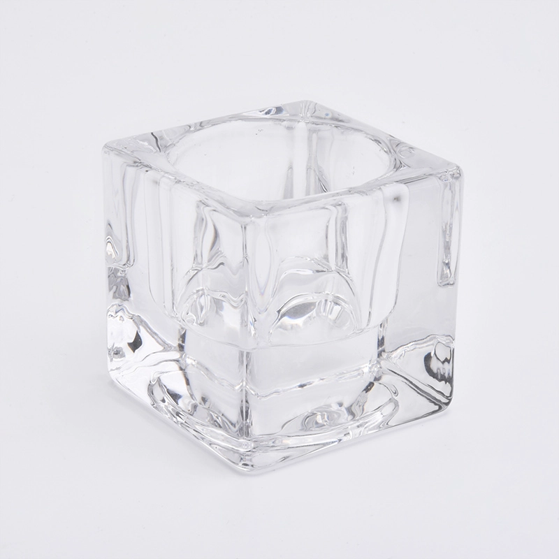 Wholesales Square Glass Candle Holders Thick Glass Votive Candle Jars Home Decor