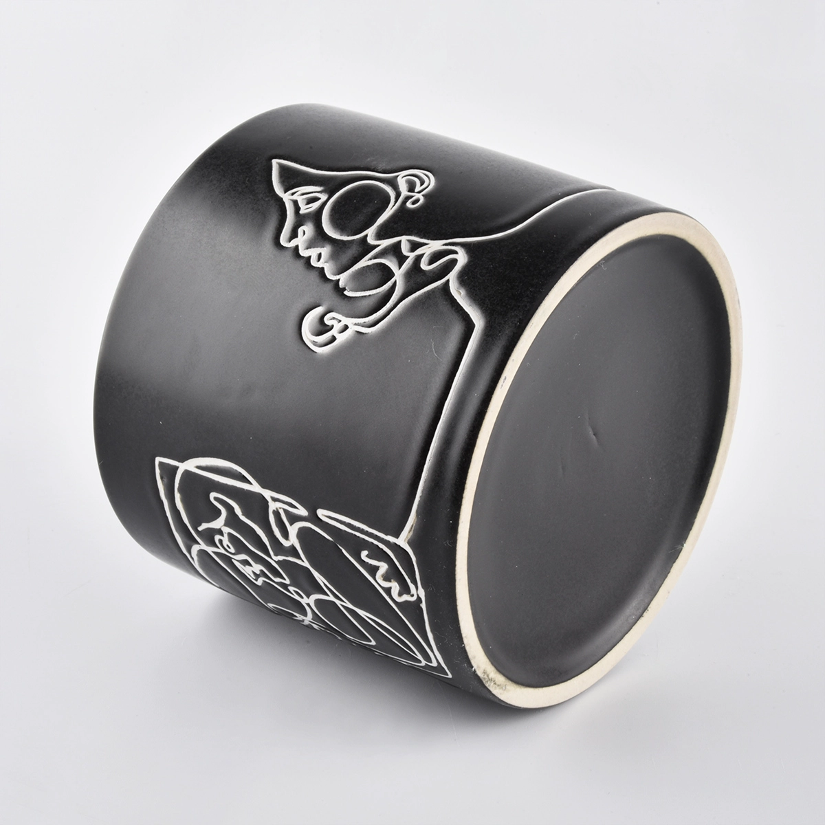 black cylinder ceramic candle jars for home fragrance