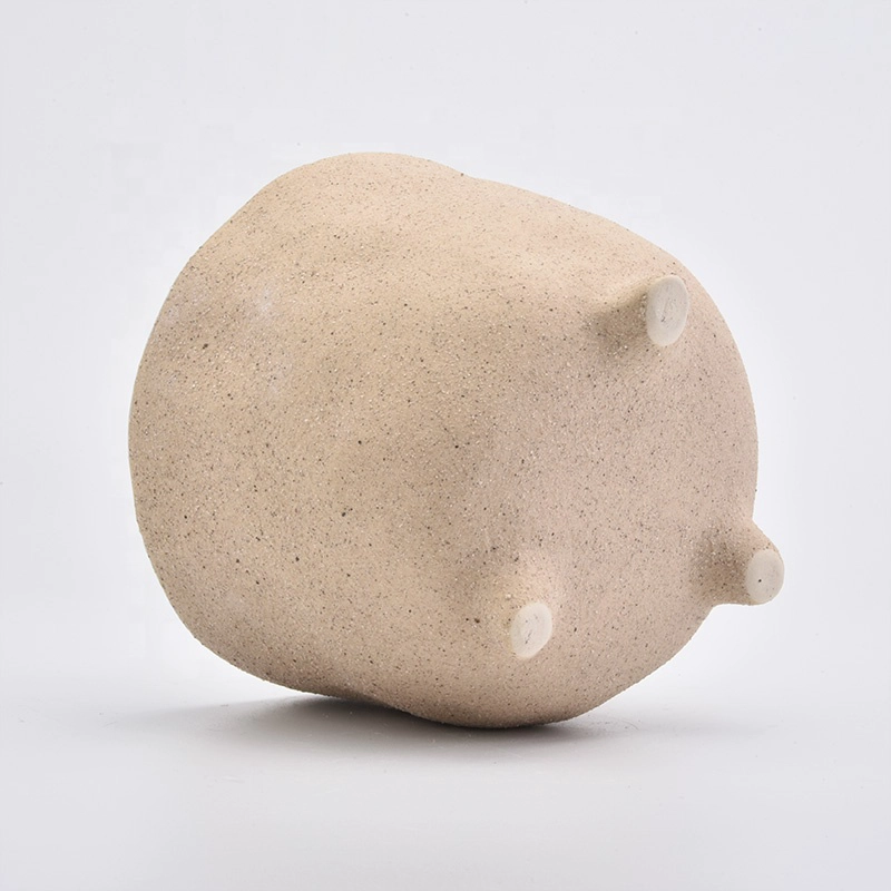 light yellow matte ceramic vessel for plants, ceramic container for candles