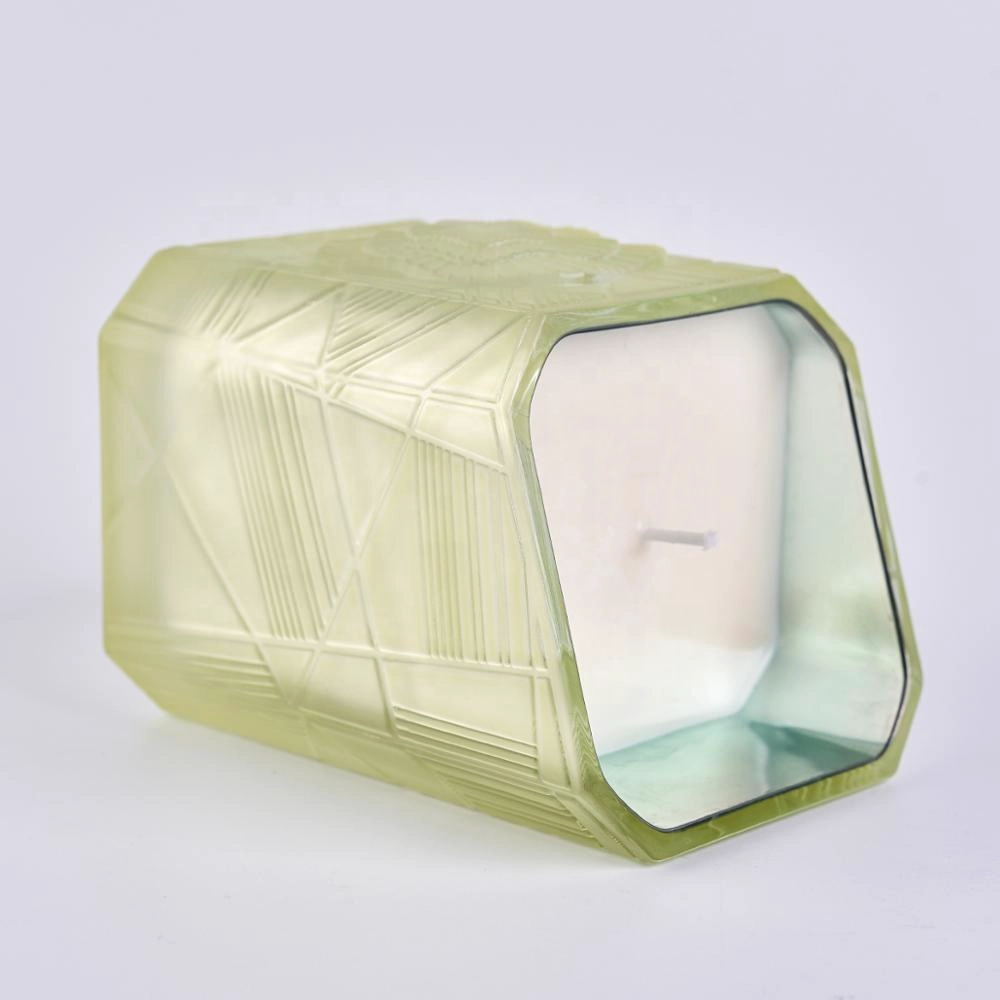 Sunny new design Trapezoid crystal square Luxury glass candle jar holder
