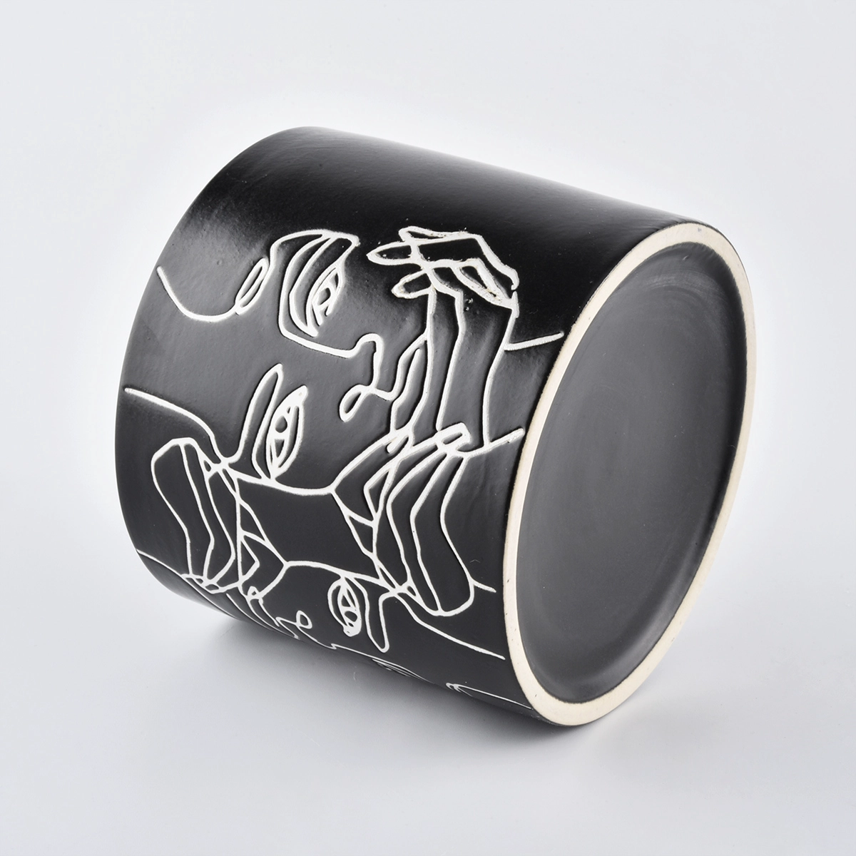 black ceramic candle jars with custom artworks