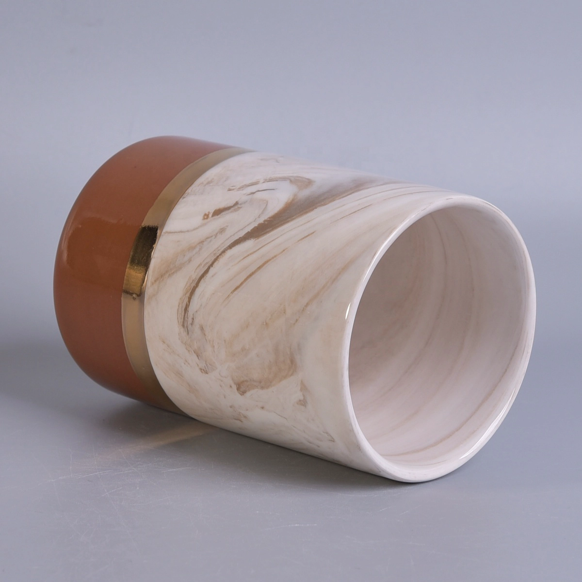 6oz 8oz Luxury painted custom amber ceramic candle holders wholesales
