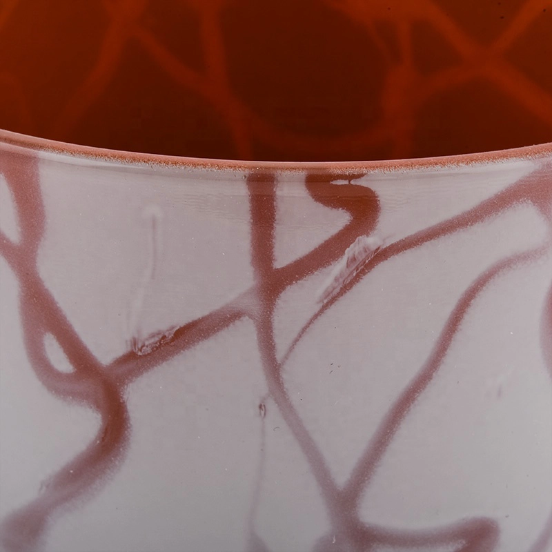 red glass candle vessel with white layer, wide mouth glass candle jar wholesale
