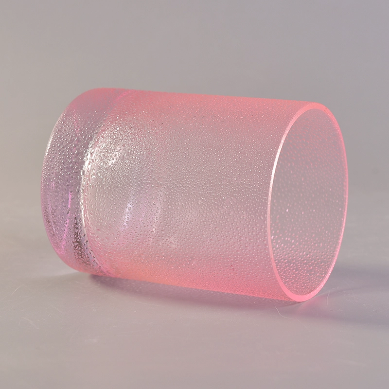 Wholesales Pink Rain Drop Glass Candle Jars Thick Footed Home Decoration