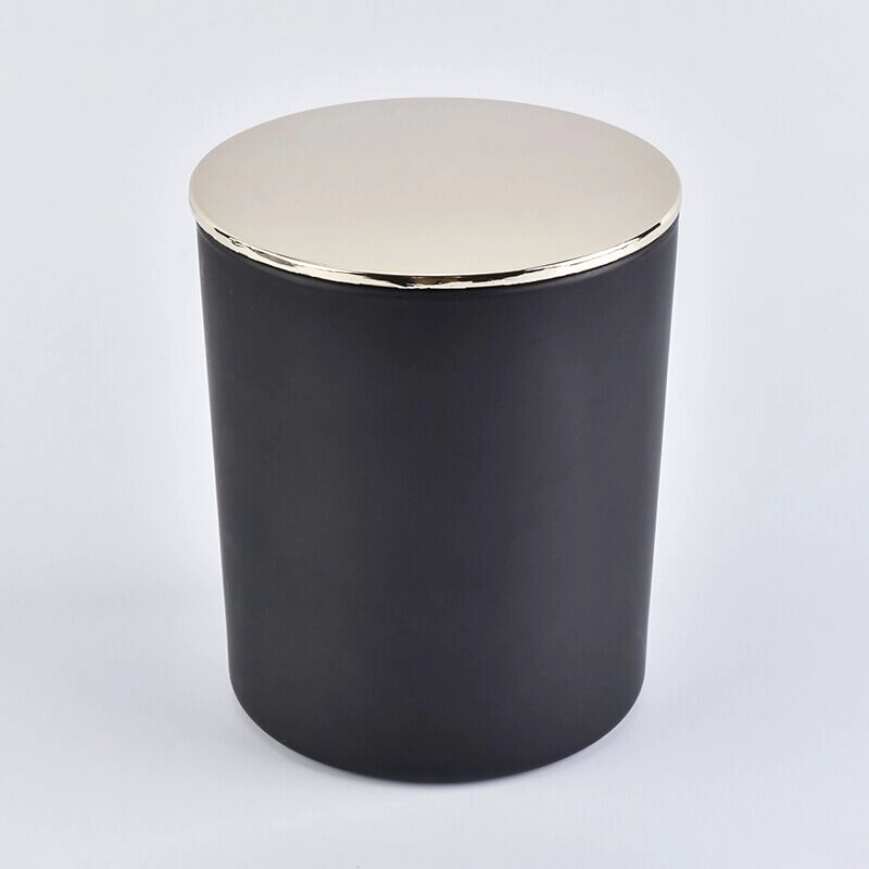matte black glass candle vessel with lid, popular glass candle holders
