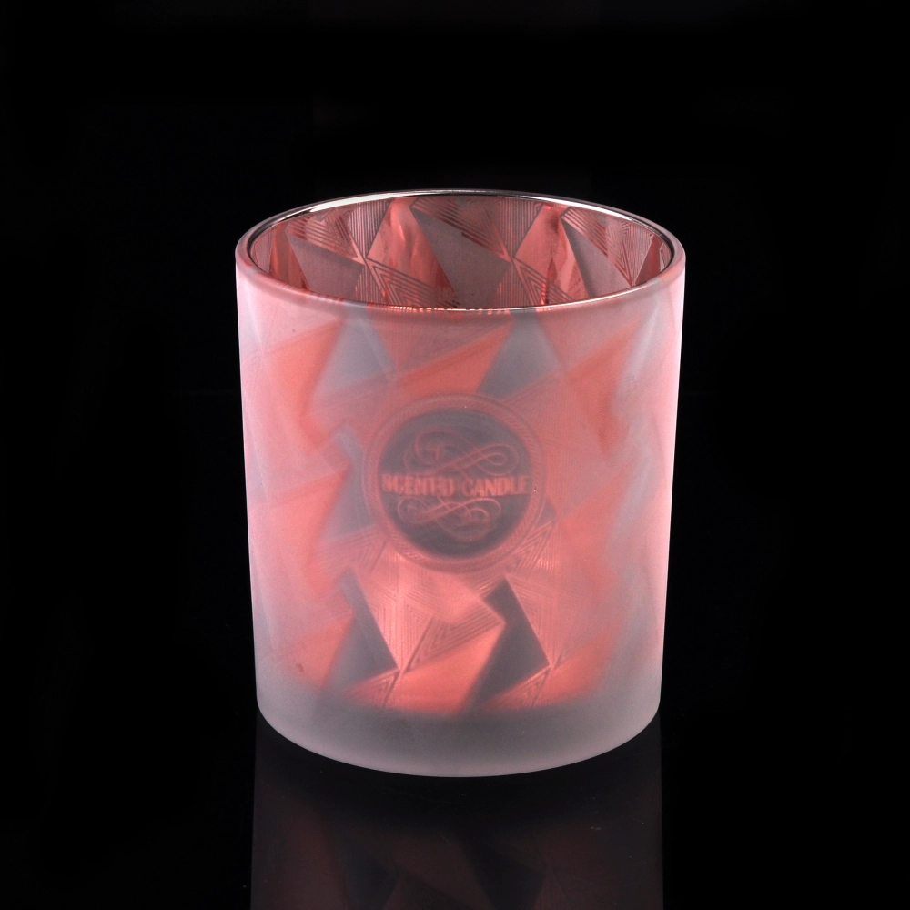 frosted glass candle vessel with laser pattern, unique glass jar for candle making