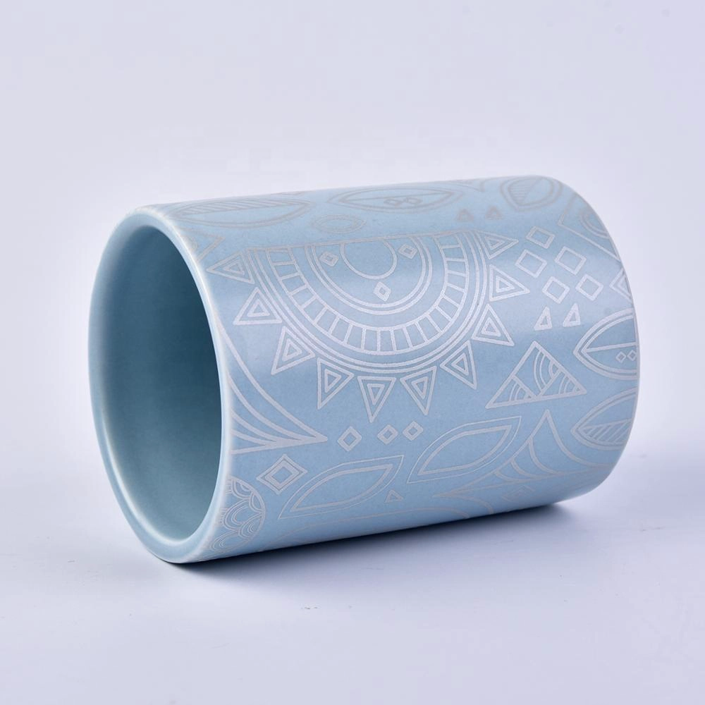 10oz 12oz Wholesales Custom blue ceramic holder for candle 