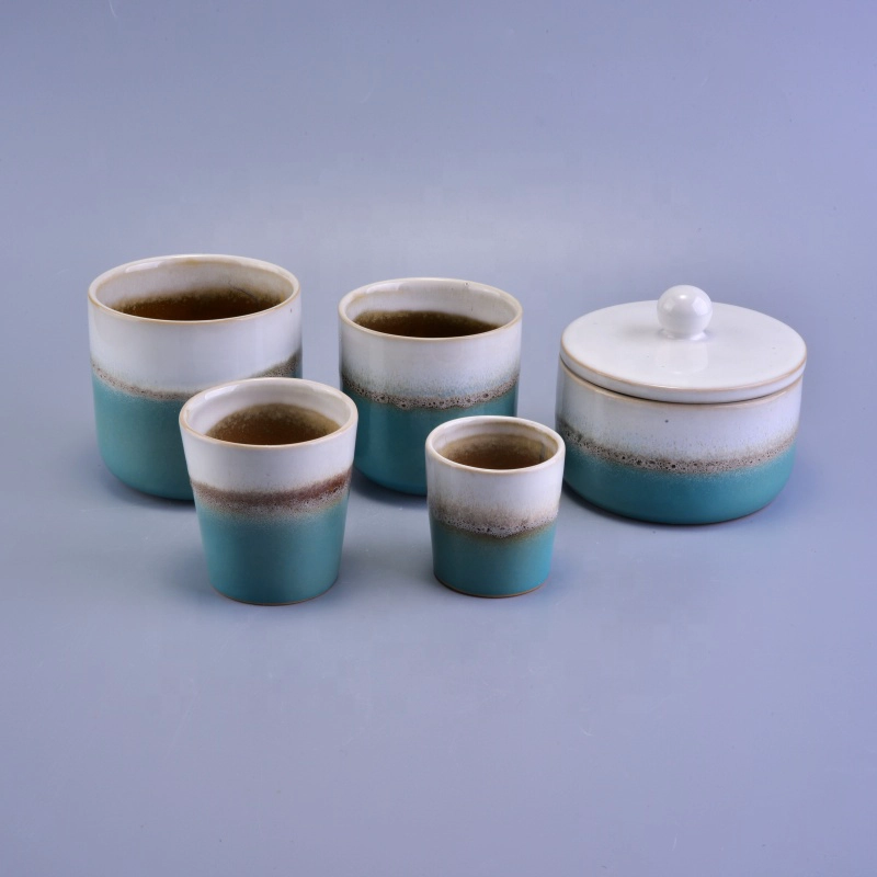 220ml Reactive Stoneware Square Jar Ceramic Candle Vessel for Home Decoration