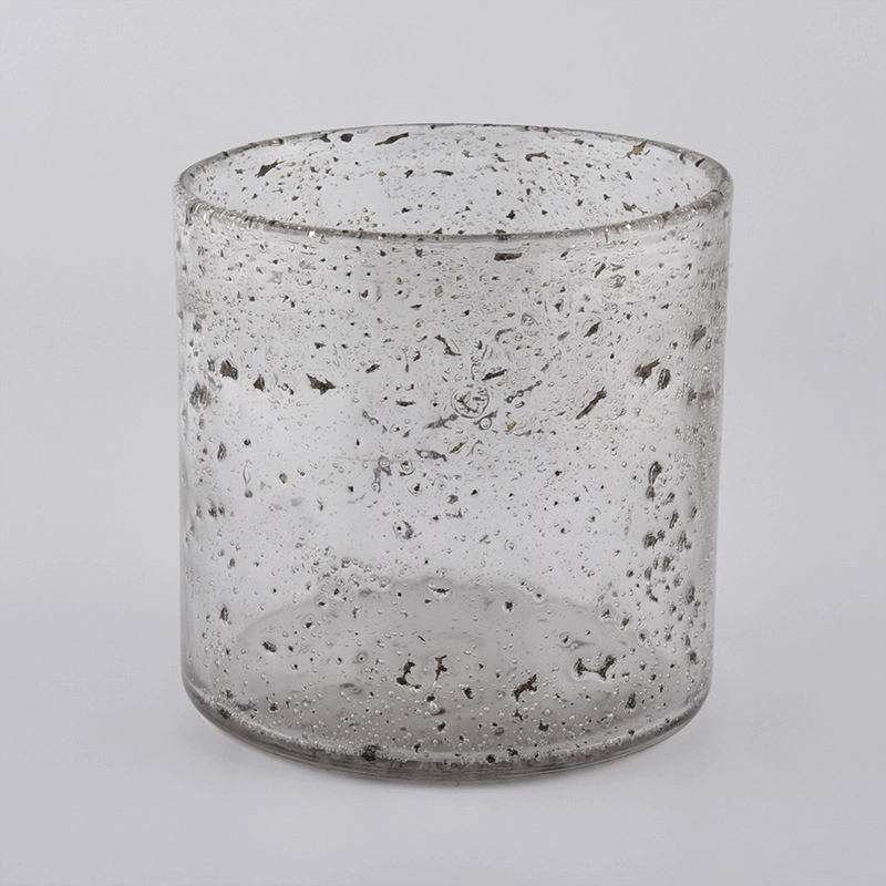 hand made glass candle holders with air bubble finish