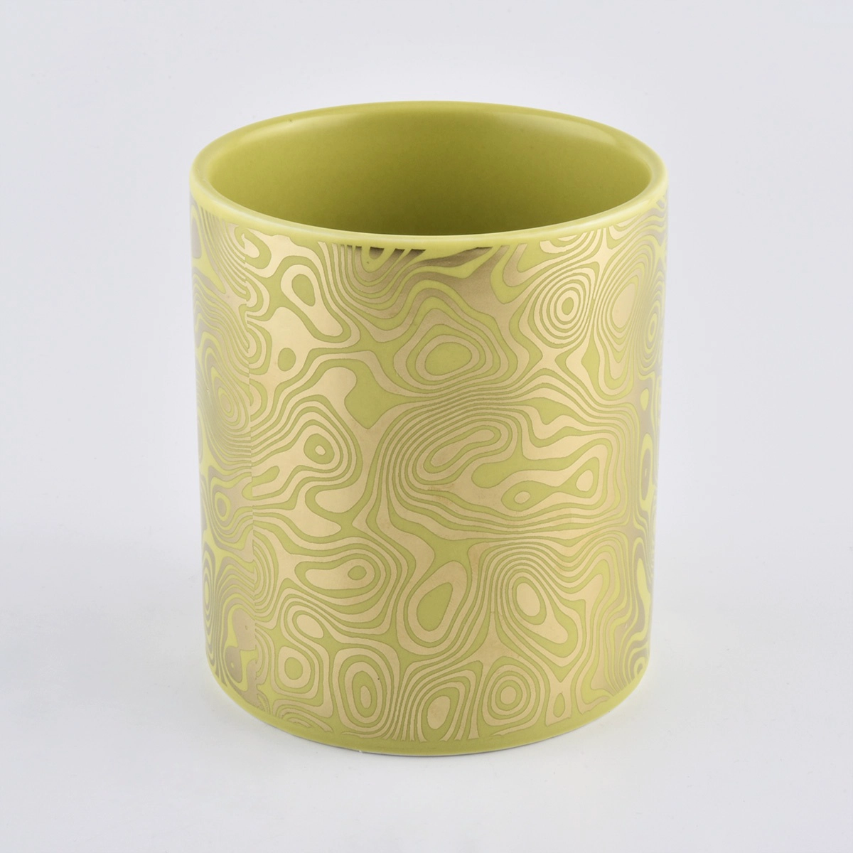 Sunny design Luxury custom golden ceramic candle vessel containers 10oz