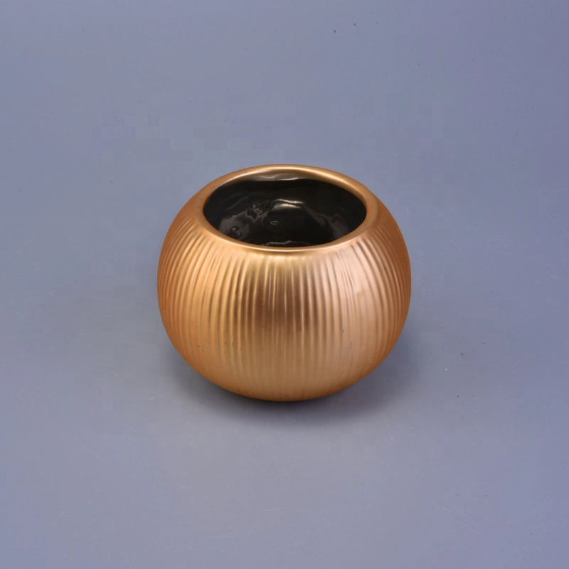 10oz round metallic electroplated ceramic candle holders