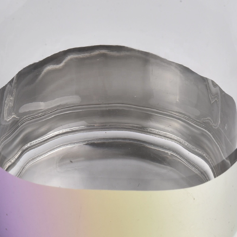 clear glass candle jars with iridescent bottom