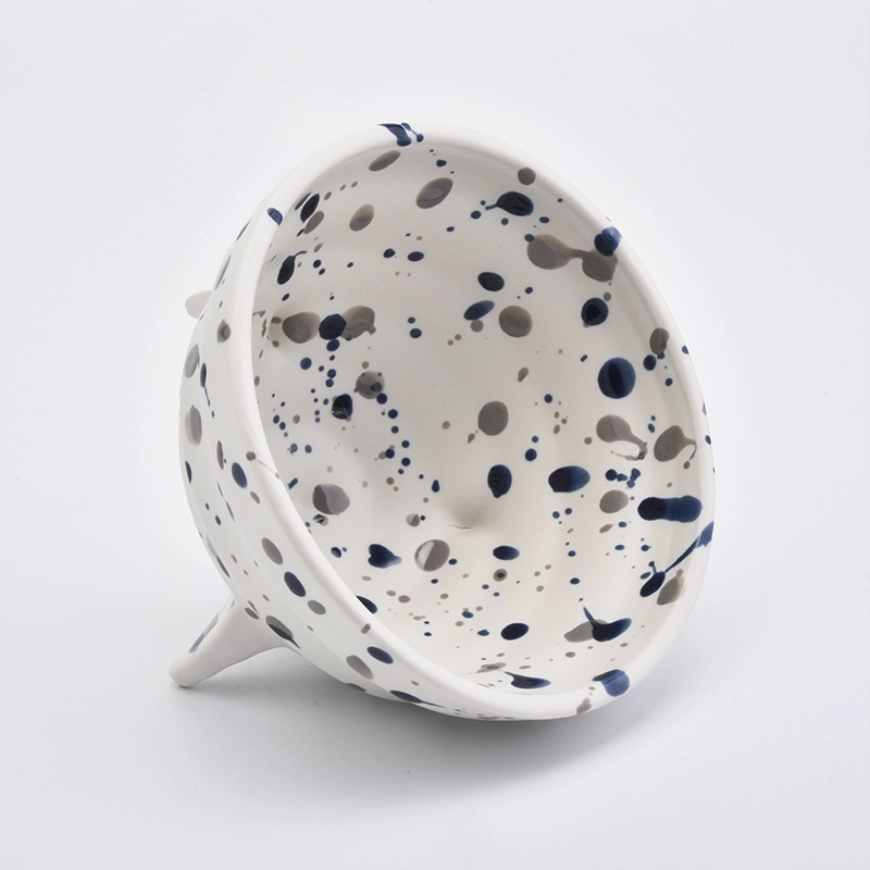 Triple Footed Ceramic Candle Holders Dotted Bowls Home Decor