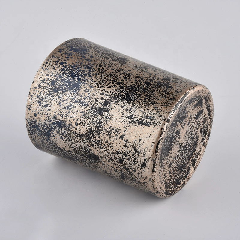 6 oz 10 oz Supplier marble cylinder plating glass holder jar for candle making