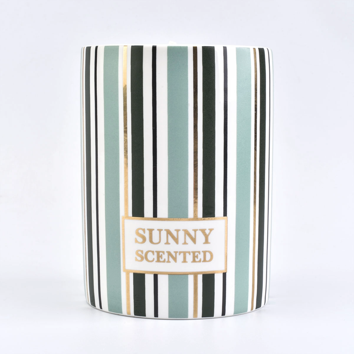 ceramic candle vessel with colored stripes, fancy candle jar 8 oz candle holder