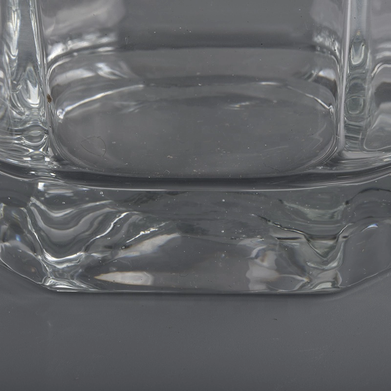 25oz big glass candle holders with hexagonal shape
