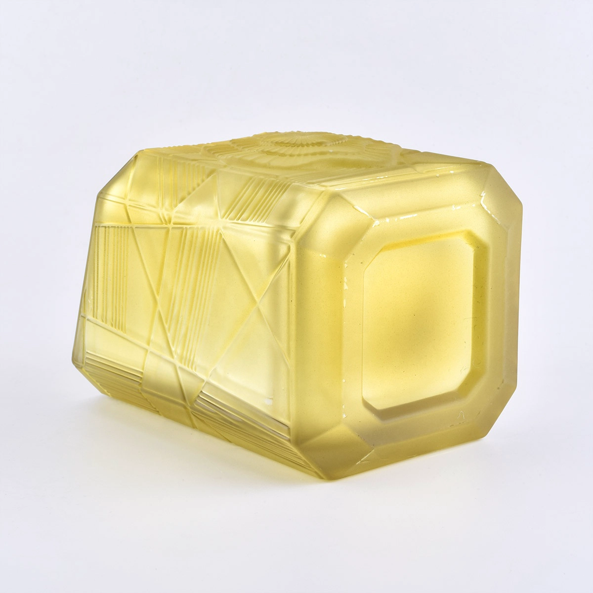 Factory price China Trapezoid gold glass candle jars 6oz 8oz 10oz