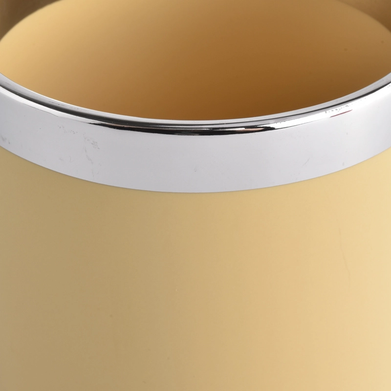 milky yellow glazed ceramic candle holders