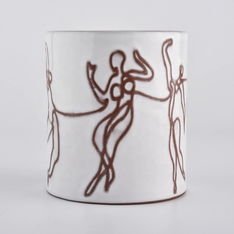 ceramic candle jars with straight wall with custom artwork
