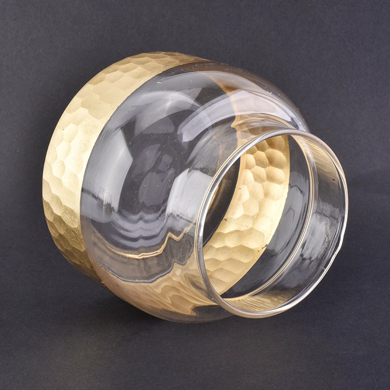 24oz Gold Dip Glass Candle Holders with Engraved Base Home Decor Wholesales