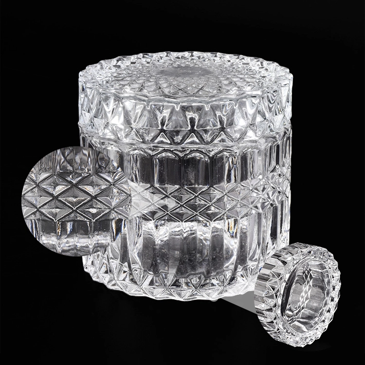 Clear glass votive candle jar with lid home decor