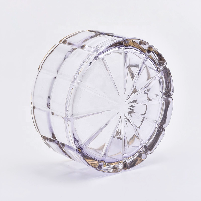 Lavender purple glass candle jars with glass lid wholesale for home decoration