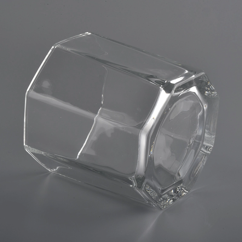 14oz hexagonal transparent glass candle holders
