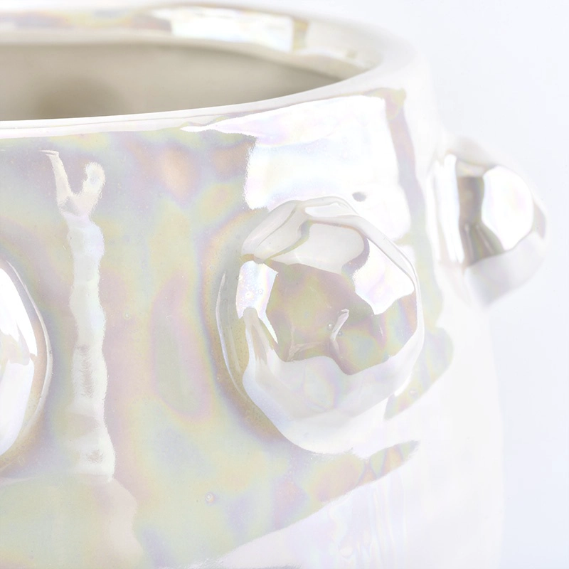 unique ceramic candle vessels iridescent jar wholesale