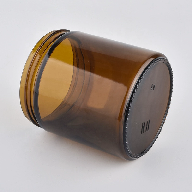 Popular Custom finish amber cylinder candle glass holders with lid cover