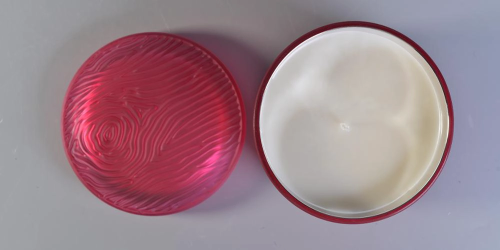 deep red glass candle holder with lid, large glass candle container 500ml