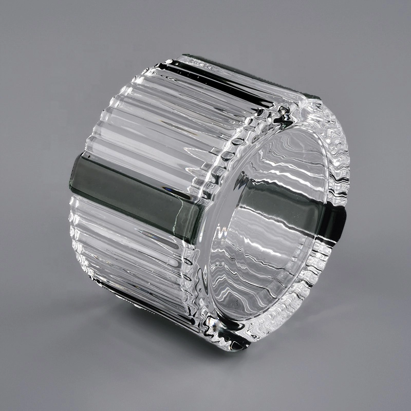 Luxury empty glass candle container with lid, fancy glass container