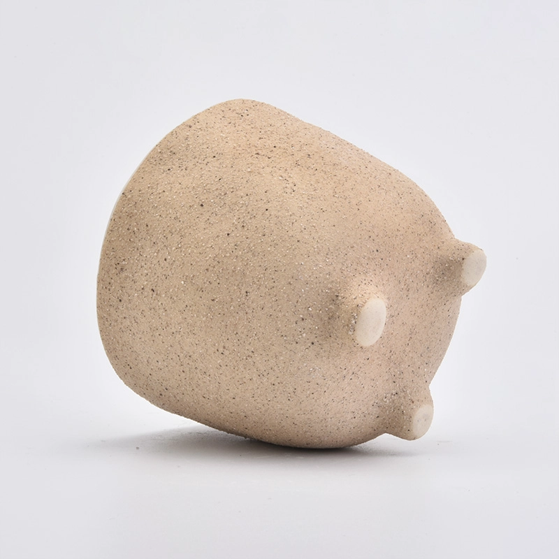 ceramic candle holders wholesale, matte ceramic container with feet