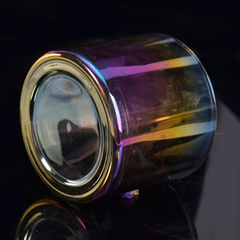 Wholesales iridescent empty candle glass holder Iridescent Glass Candle Jars Home Decoration