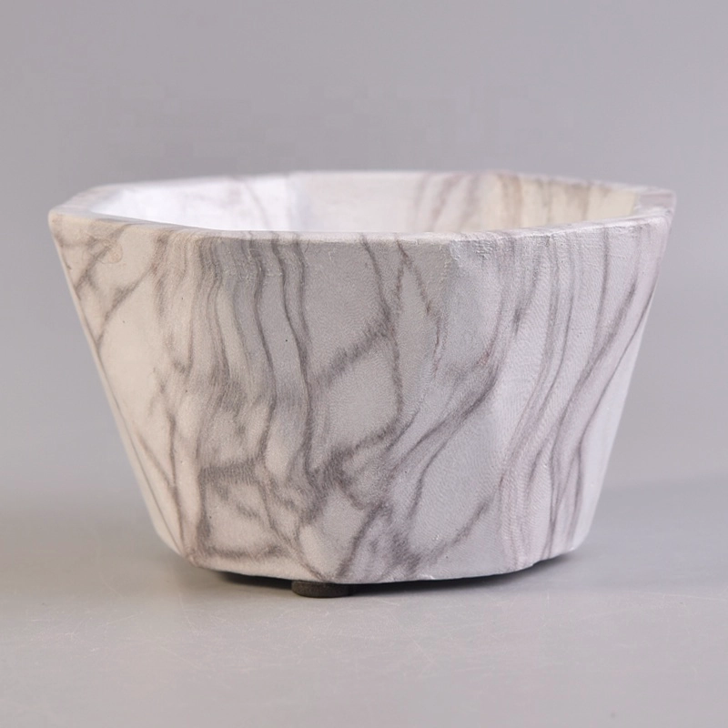 Geo cut clay candle holder concrete candle jar in bulk