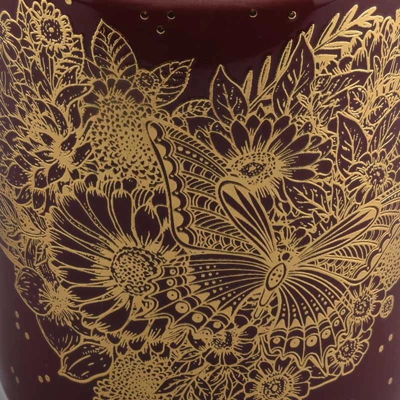 10oz decorative ceramic candle jars with rose gold artwork