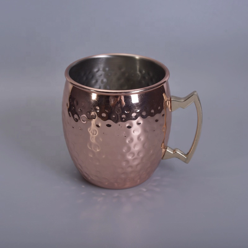 Beaten Stainless Steel Gold Mug Candle Jars Soy Wax Home Decor