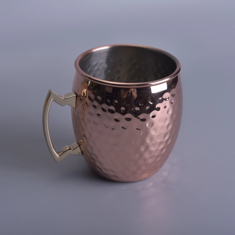 Beaten Stainless Steel Gold Mug Candle Jars Soy Wax Home Decor