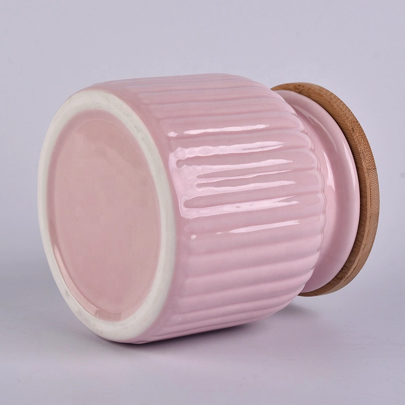 680ml pink matte ceramic candle jar scented candle vessel with wooden lid party decor