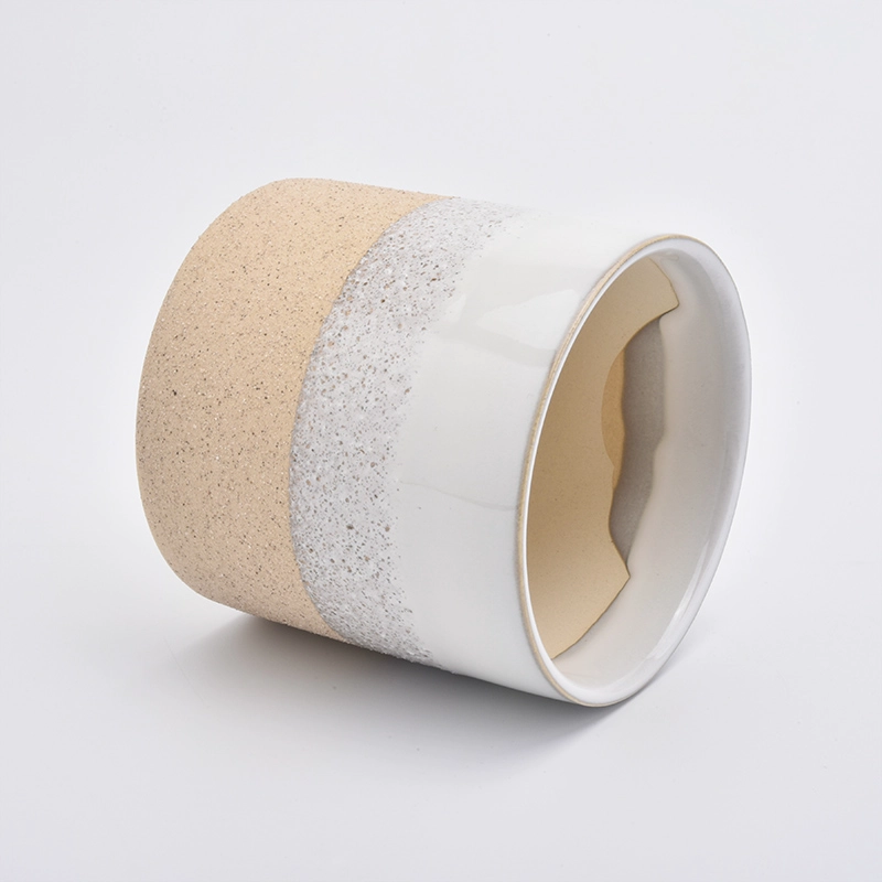 large candle container. three-color ceramic candle vessel