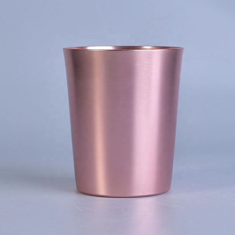 Aluminum Cylinder Pink Metal Candle Jars Metal Container for Wedding Decor in bulk