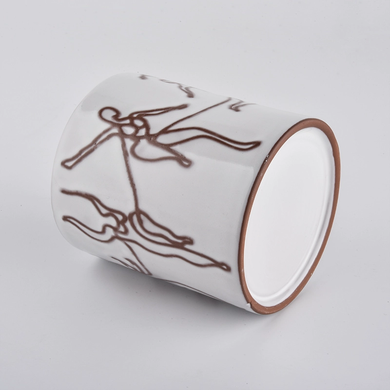 ceramic candle jars with straight wall with custom artwork