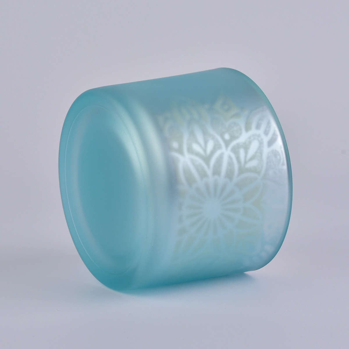 14 oz matte blue candle jar custom, empty frosted candle jar