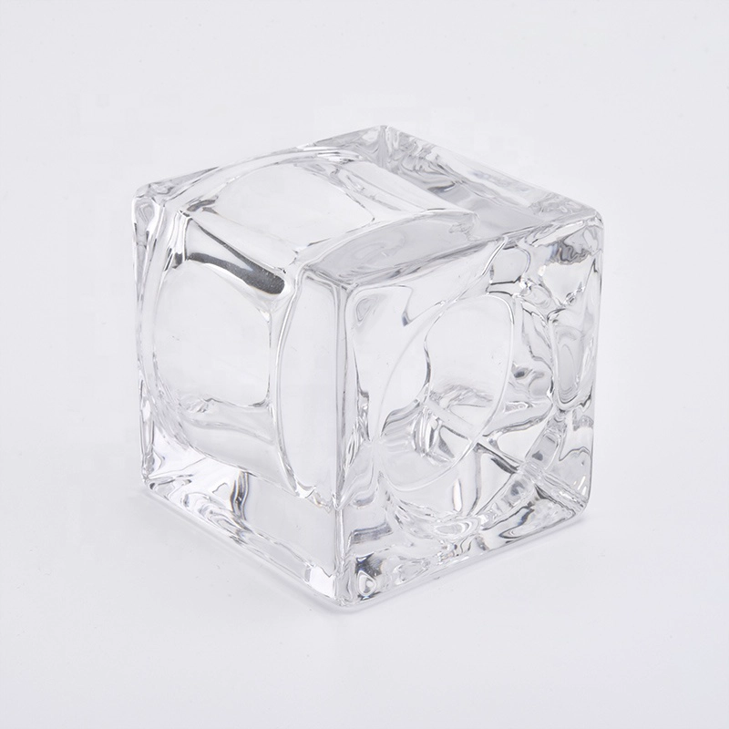 Wholesales Square Glass Candle Holders Thick Glass Votive Candle Jars Home Decor