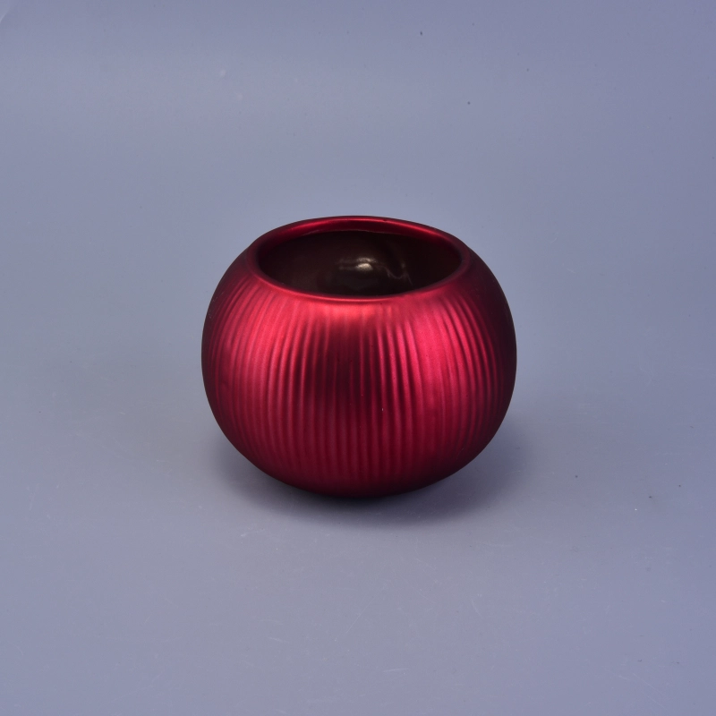 10oz round metallic electroplated ceramic candle holders