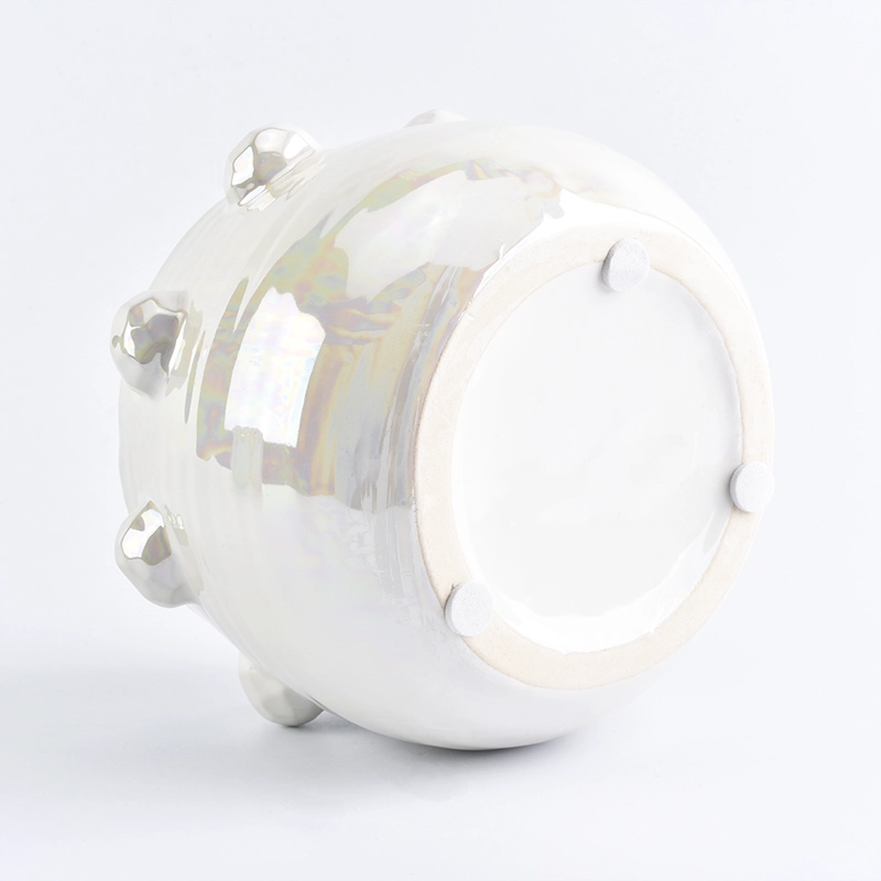 9oz iridescent white ceramic candle bowls