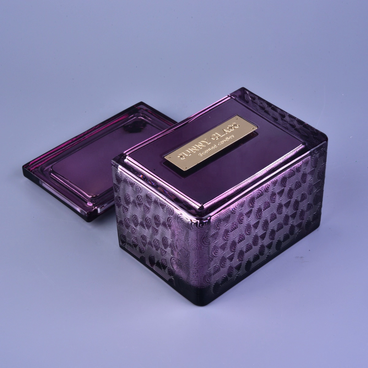 10oz 16oz 20oz Sunny spray scented empty square glass candle container with lids