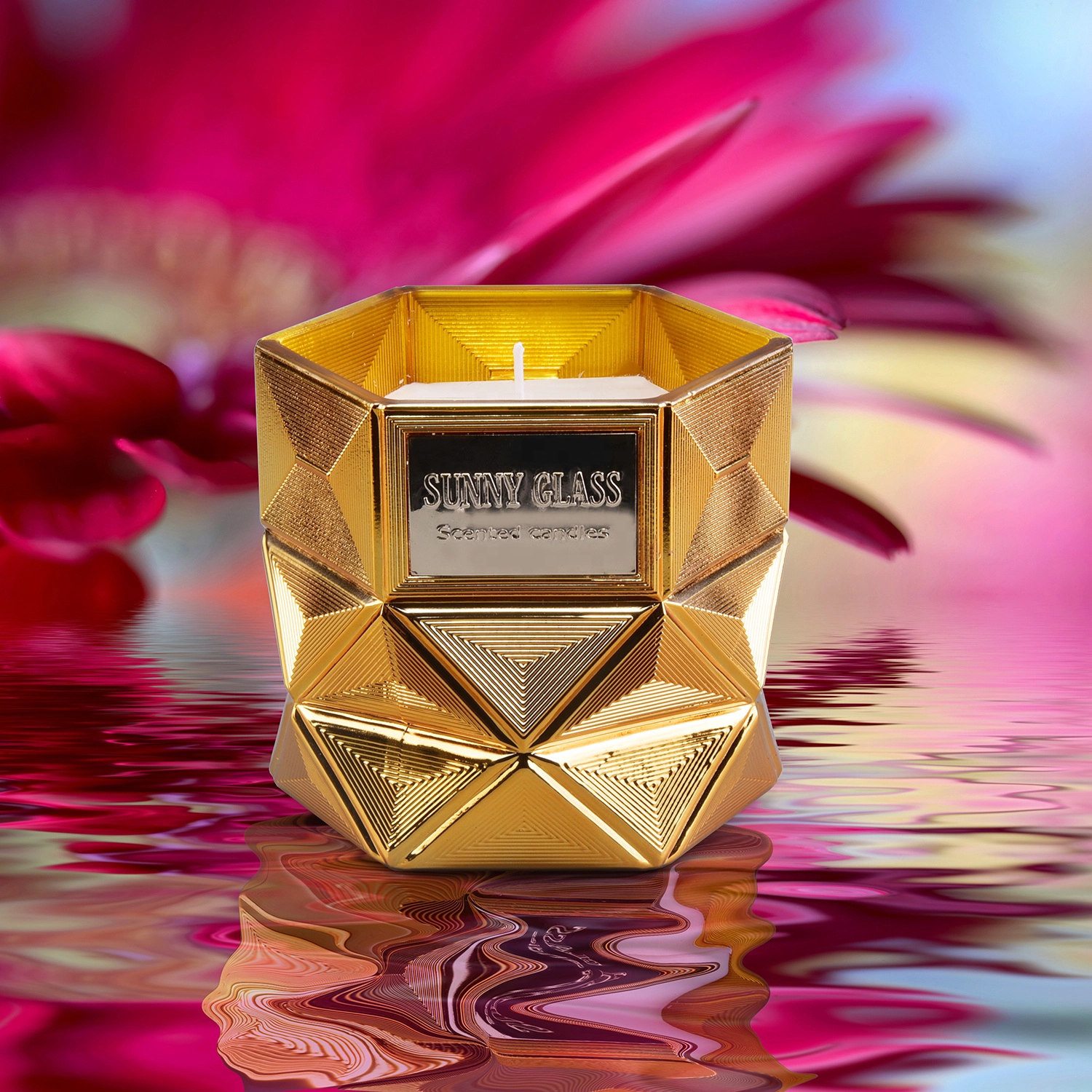 Wholesales Sunny luxury empty Hexagon scented glass candle holders