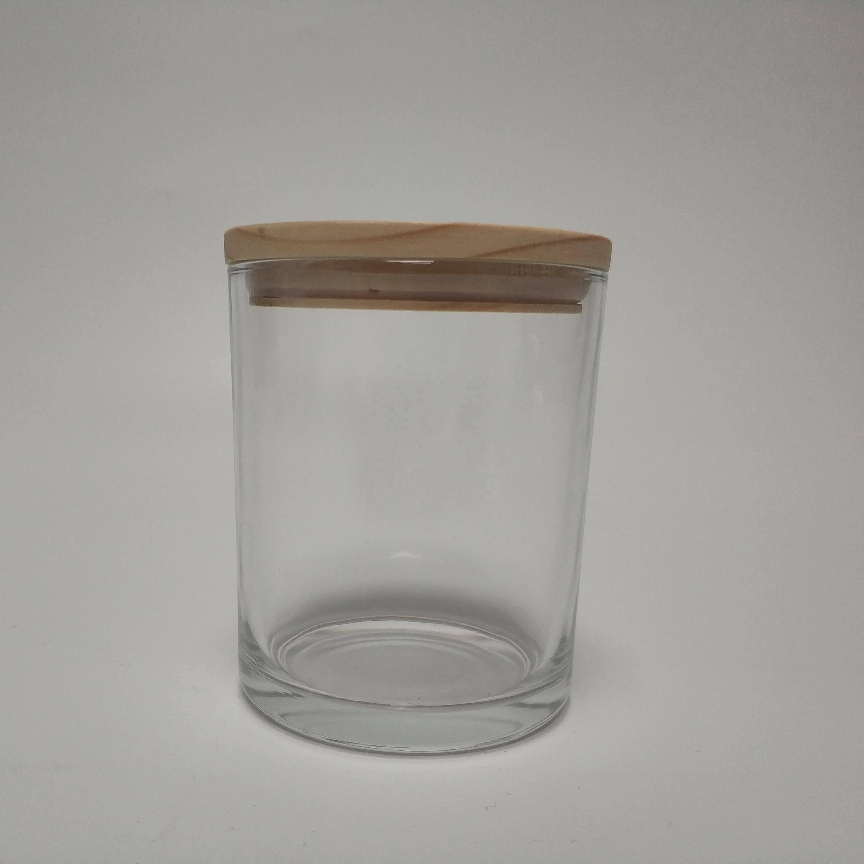 China Suppliers custom glass container jar for candle with wood lid 12 oz 8 oz
