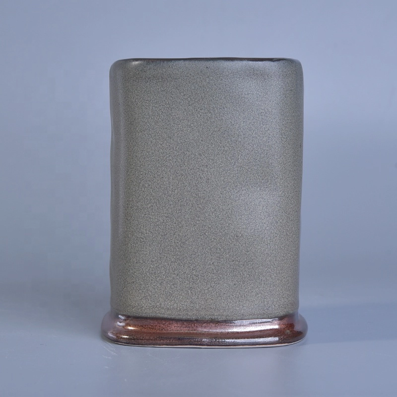 Square brown ceramic candle containers votive church iridescent jars candle holders home decoration wholesale