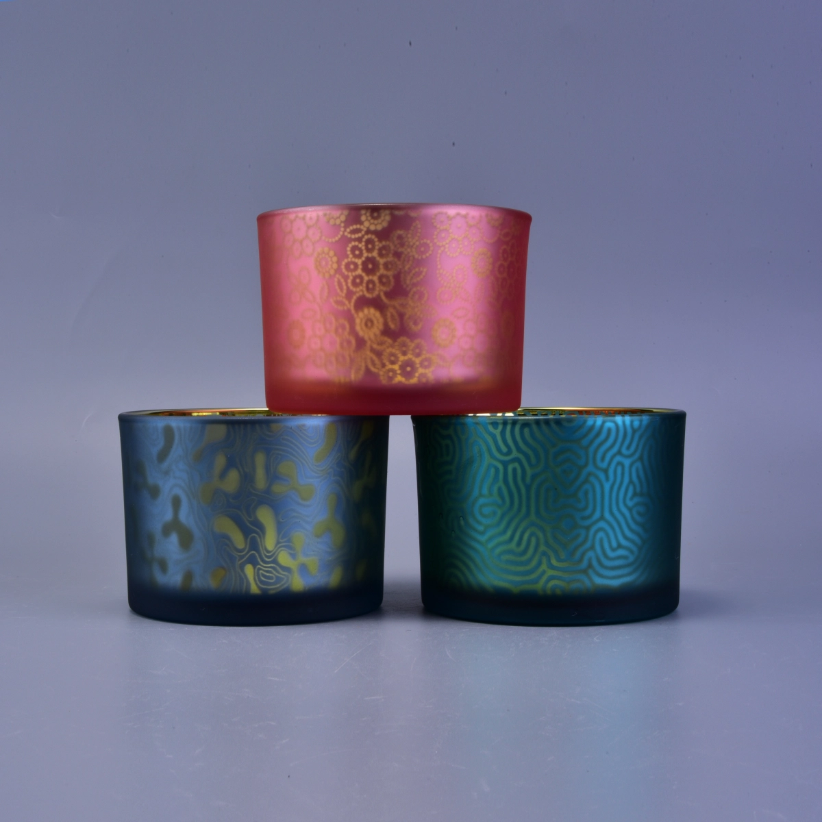 laser printed glass candle holders, decorative glass candle vessel for holidays